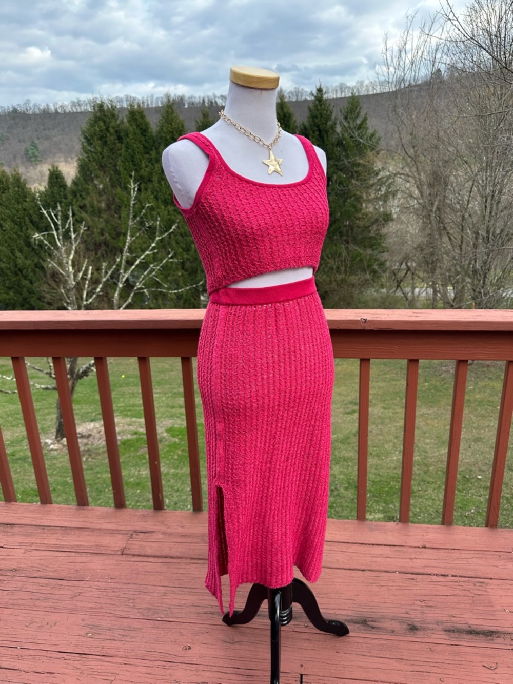 NEW! Free People Beach Havana Sweater Set Red/Pink - Picture 2 of 7